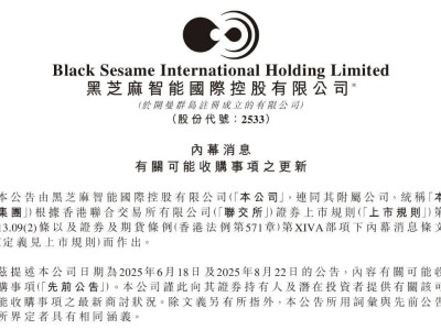 黑芝麻智能擬4億至5.5億收購億智電子 拓展邊緣側端側AI芯片版圖