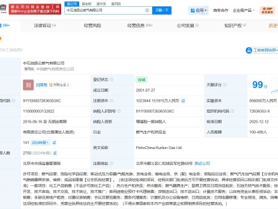 中石油昆侖燃氣公司增資至102.4億 增幅約20%